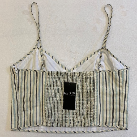 Lauren by Ralph Lauren, Bustier, Blue/White Vertical Stripes, V-Neck, Size 8 NWT - Picture 2 of 12